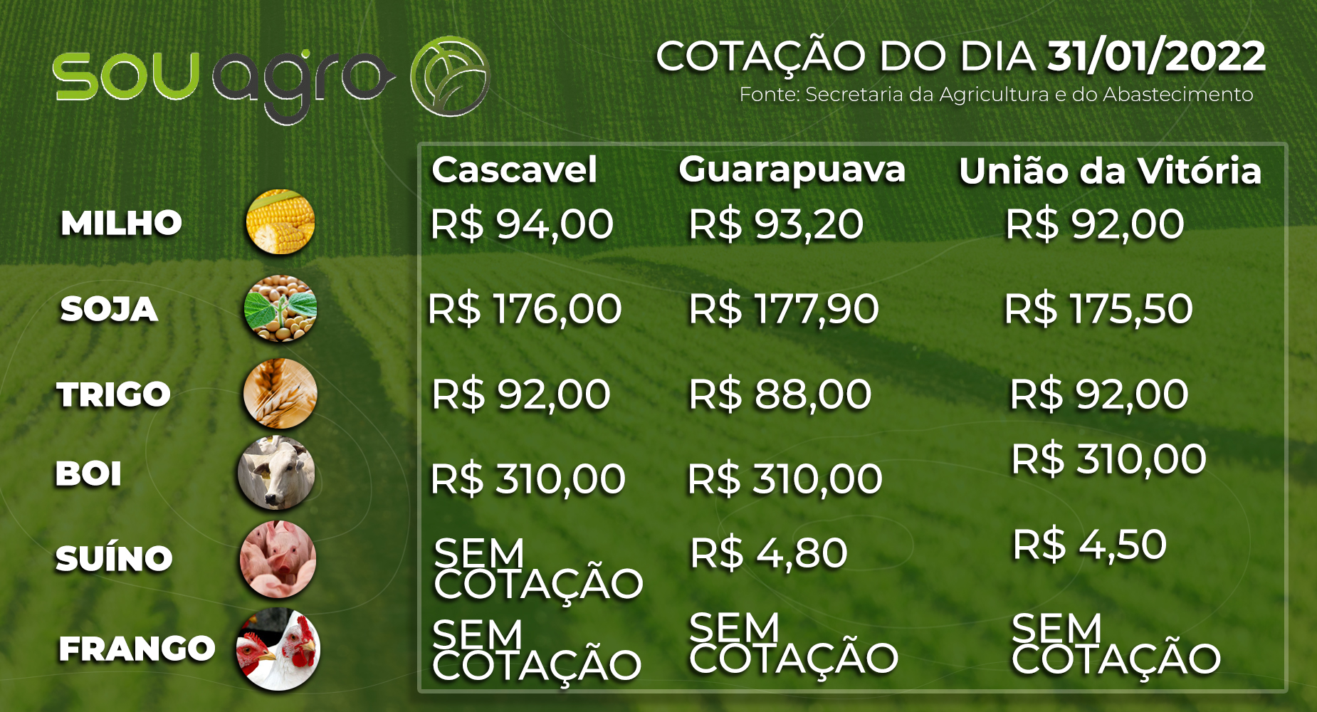 cotações